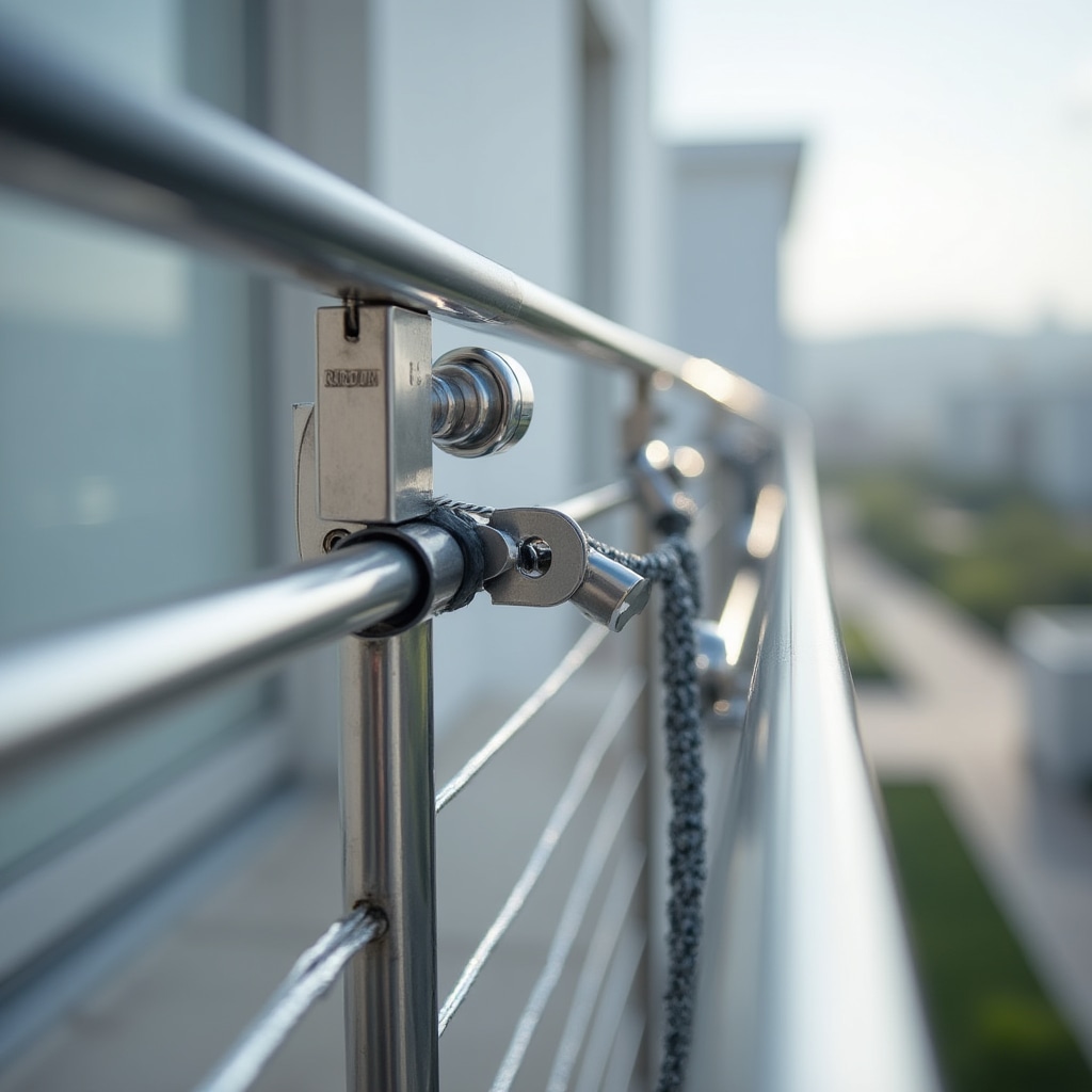 Close-up view of professional safety net mounting system showing secure fixation without surface damage